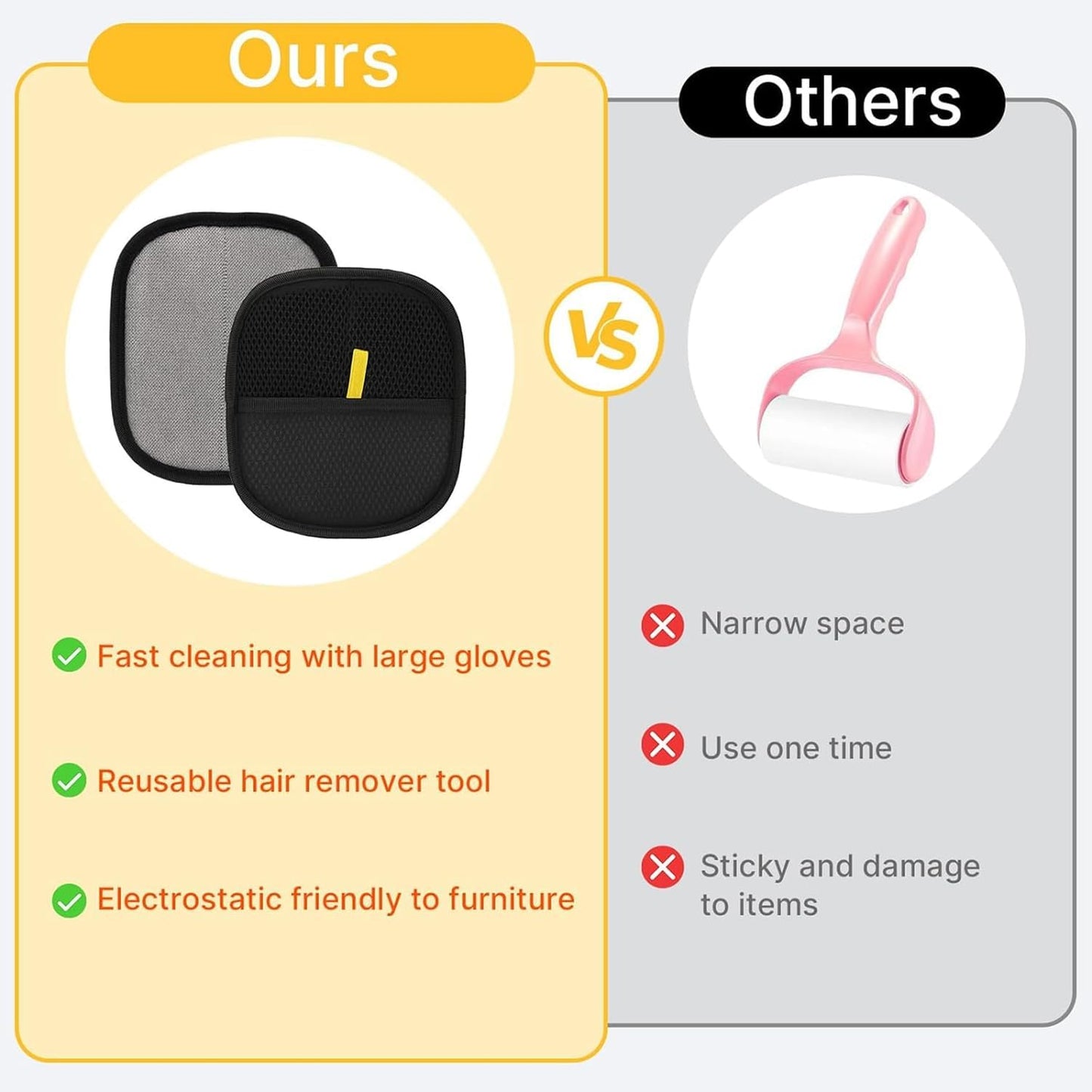Pet Hair Removal Glove for Cats & Dogs Thickened Strong Pet Hair Remover Glove Reusable Electrostatic Pet Hair Magic Brush Washable De-Shedding Gloves for Couch Clothing Carpet Furniture Seats (1 Pcs)