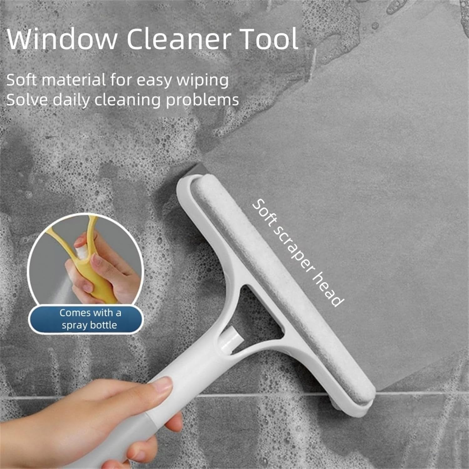 Shower Squeegee for Glass Doors All-Purpose Window Squeegee for Tile Shower Walls Mirror Bathroom Car Window Cleaning (Blue)