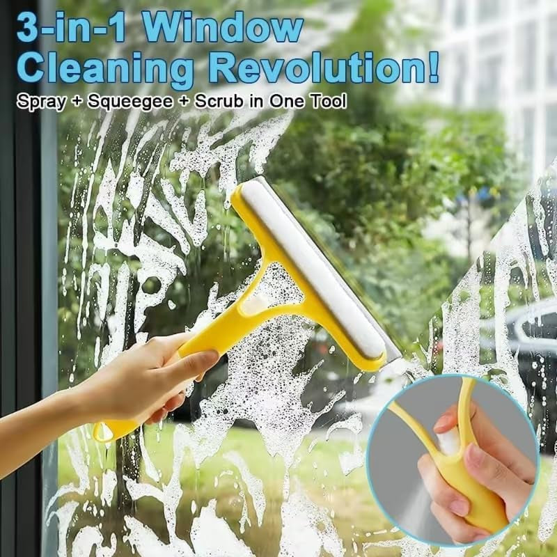 Shower Squeegee for Glass Doors All-Purpose Window Squeegee for Tile Shower Walls Mirror Bathroom Car Window Cleaning (Blue)