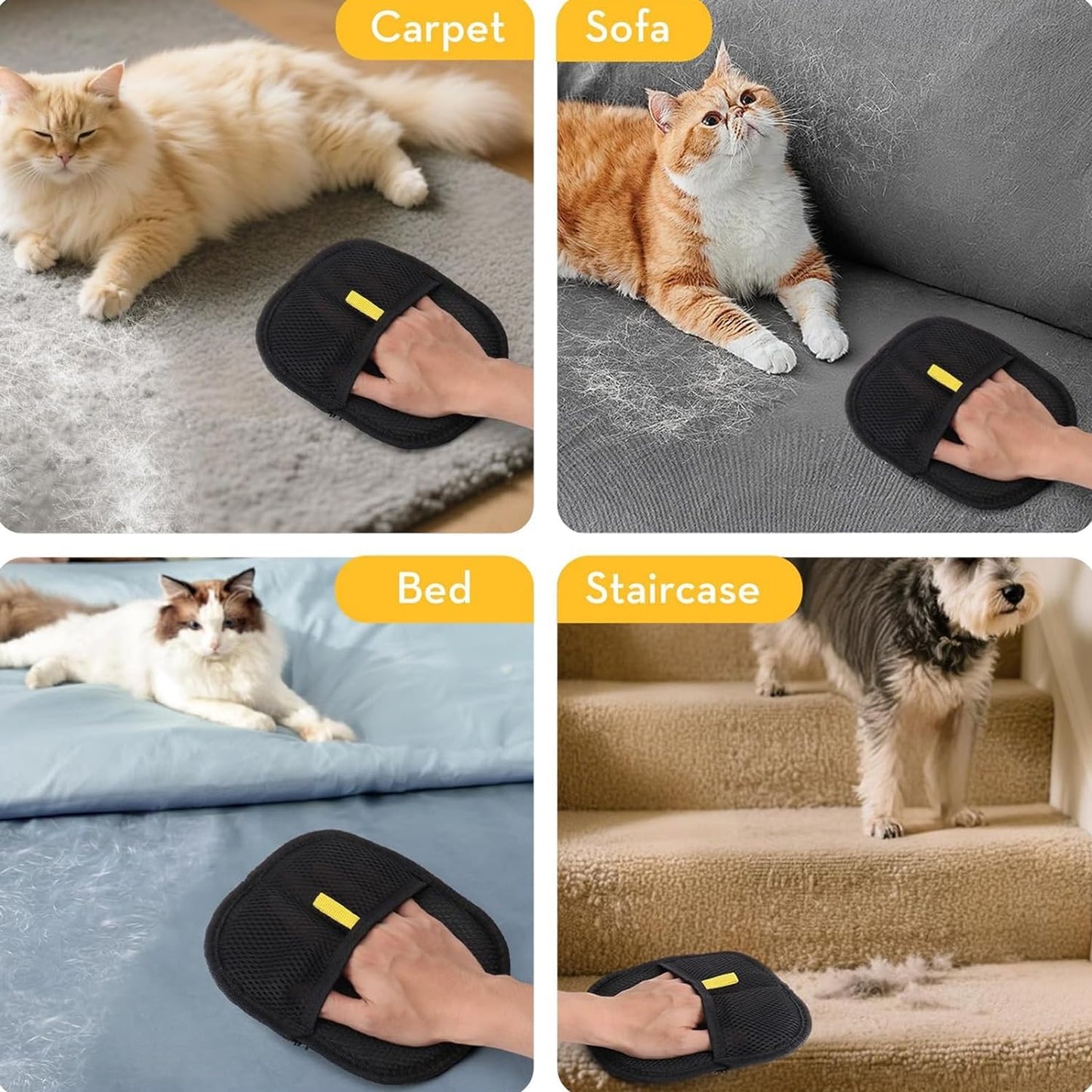 Pet Hair Removal Glove for Cats & Dogs Thickened Strong Pet Hair Remover Glove Reusable Electrostatic Pet Hair Magic Brush Washable De-Shedding Gloves for Couch Clothing Carpet Furniture Seats (1 Pcs)