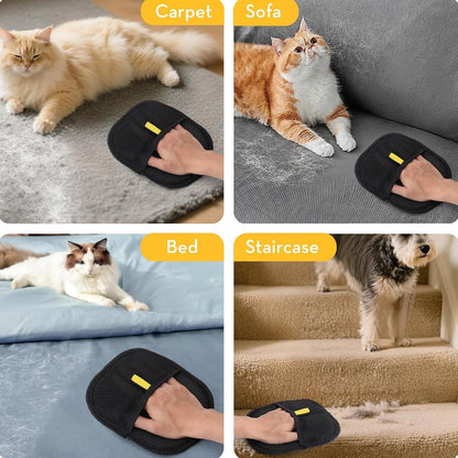 Pet Hair Removal Glove for Cats & Dogs Thickened Strong Pet Hair Remover Glove Reusable Electrostatic Pet Hair Magic Brush Washable De-Shedding Gloves for Couch Clothing Carpet Furniture Seats (1 Pcs)