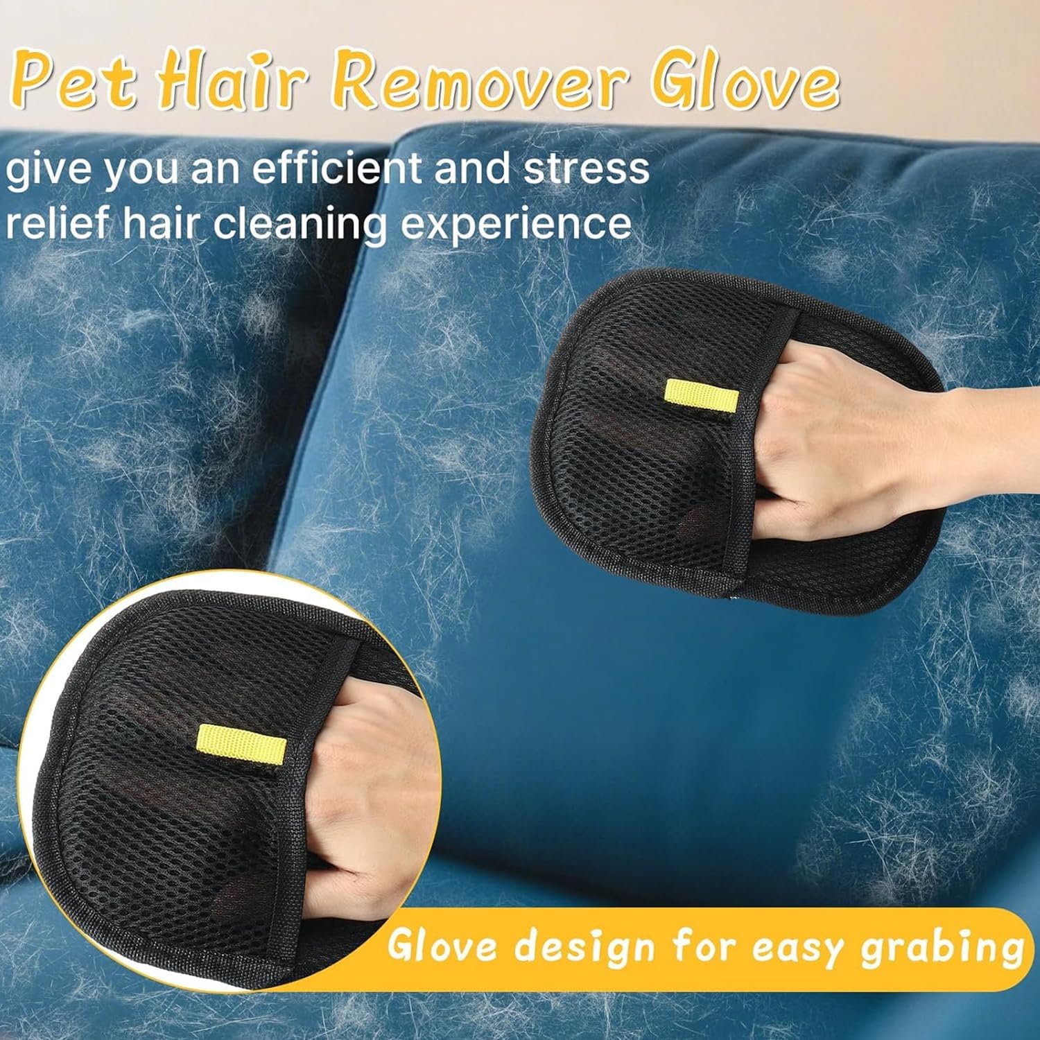 Pet Hair Removal Glove for Cats & Dogs Thickened Strong Pet Hair Remover Glove Reusable Electrostatic Pet Hair Magic Brush Washable De-Shedding Gloves for Couch Clothing Carpet Furniture Seats (1 Pcs)