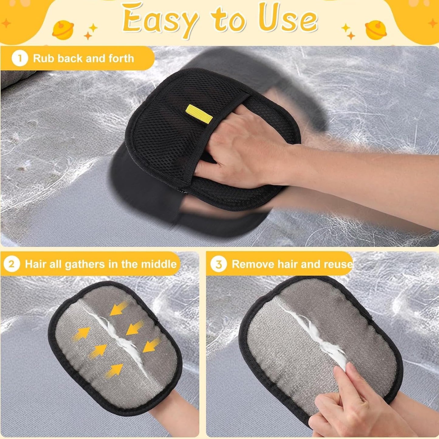 Pet Hair Removal Glove for Cats & Dogs Thickened Strong Pet Hair Remover Glove Reusable Electrostatic Pet Hair Magic Brush Washable De-Shedding Gloves for Couch Clothing Carpet Furniture Seats (1 Pcs)