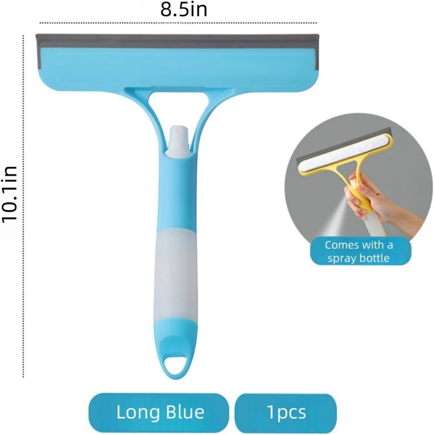 Shower Squeegee for Glass Doors All-Purpose Window Squeegee for Tile Shower Walls Mirror Bathroom Car Window Cleaning (Blue)