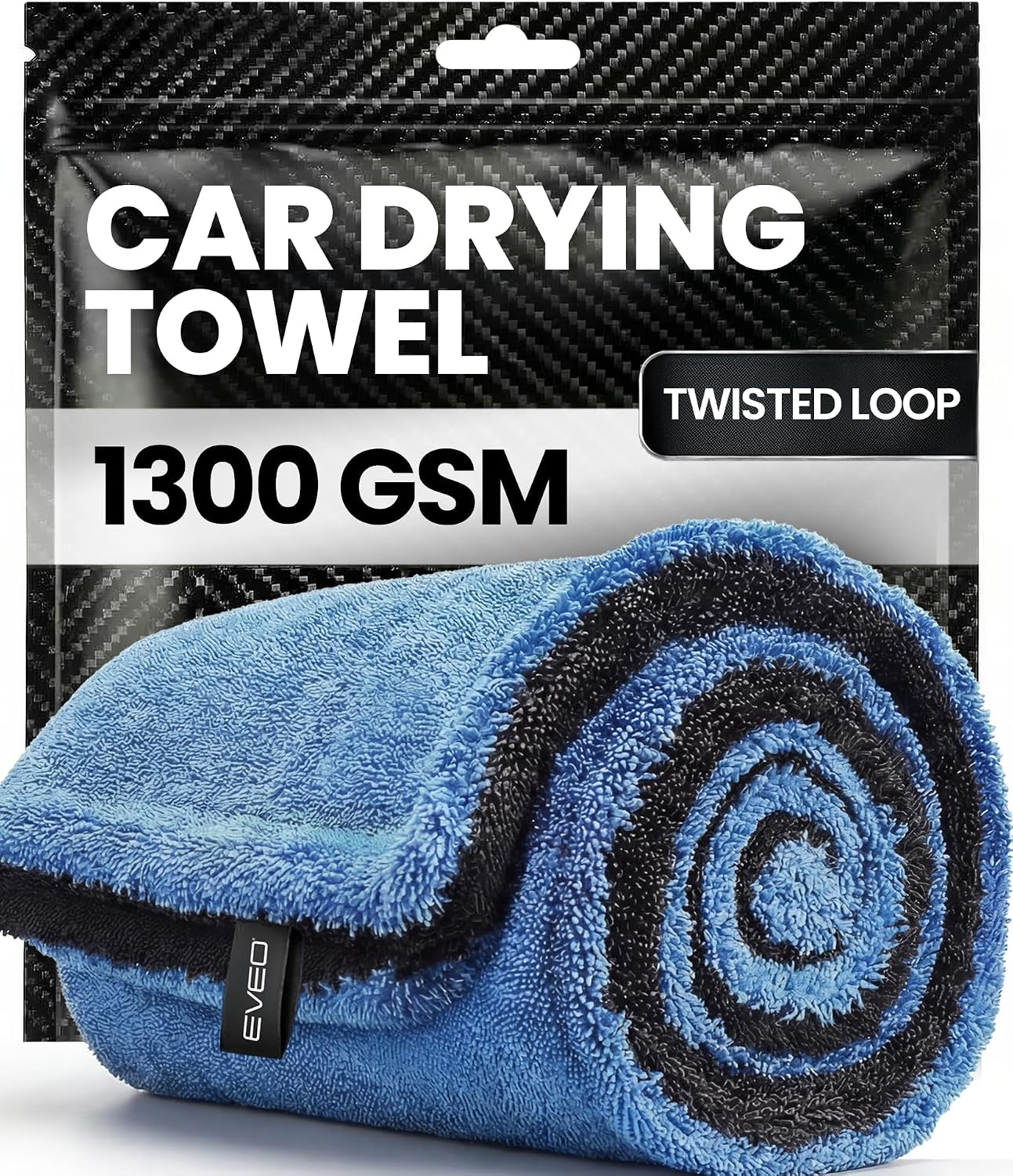 Car Drying Towel - (1300 GSM) XL Drying Towels Car Detailing - Car Microfiber Towel (36"X24") Microfiber Drying Towels for Cars Towels Drying, Car Wash Towels, Ultra Absorbent - Grey & Blue