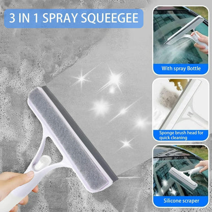 Shower Squeegee for Glass Doors All-Purpose Window Squeegee for Tile Shower Walls Mirror Bathroom Car Window Cleaning (Blue)