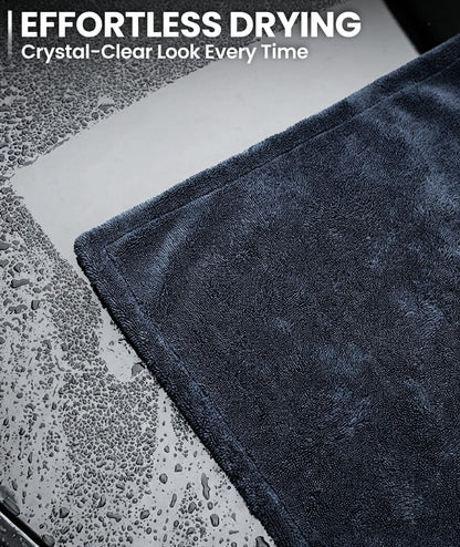 Car Drying Towel - (1300 GSM) XL Drying Towels Car Detailing - Car Microfiber Towel (36"X24") Microfiber Drying Towels for Cars Towels Drying, Car Wash Towels, Ultra Absorbent - Grey & Blue